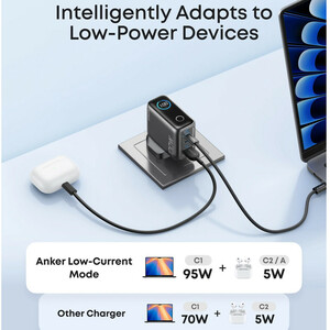 شارژر دیواری 100 وات سه پورت انکر مدل B121B به همراه کابل تبدیل USB-C