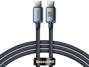 سیم شارژر تایپ‌سی فست شارژطول 1.2متر با توان100وات بیسوس Baseus Type C to Type C fast charging cable, 1.2 meters long, with a power of 100 watts CAJY000601