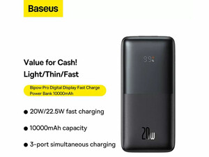 خرید پاوربانک شارژ سریع 10000 بیسوس Baseus Bipow Pro Power Bank 20W PPBD040101