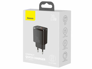 شارژر دیواری فست شارژ 20 وات بیسوس Baseus Compact Quick Charger U+C PD QC CCCP20UE CCXJ-B01 EU