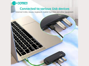 هاب تایپ سی 8 پورت  کوتسی Coteci 8in1 USB-C Hub 16005