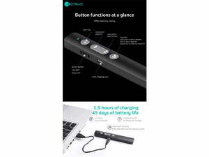 پوینتر و پرزنتر لیزری کوتتسی COTEetCI smart laser page turning pen USB charging port 81001