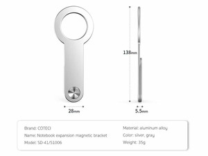 خرید هولدر موبایل مگنتی قابل اتصال به لپ تاپ کوتتسی Coteetci SD-41 Notebook expansion magnetic bracket 51006