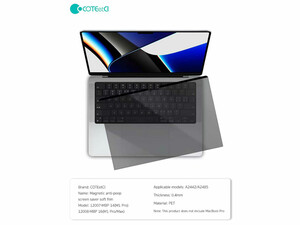 قیمت محافظ صفحه نمایش ضد اشعه آبی مک بوک پرو 14 اینچ کوتتسی Coteetci screen soft film 12008 Macbook Pro 14 inch