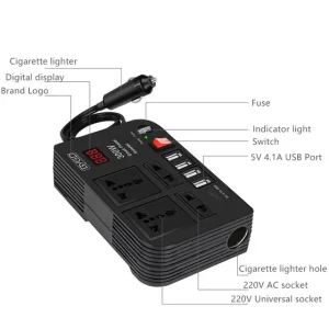 اینورتر فندکی ماشین مدل BYGD 300W ظرفیت ۳۰۰ وات