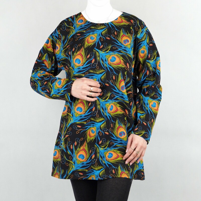 بلوز آستین بلند زنانه طرح پر طاووس