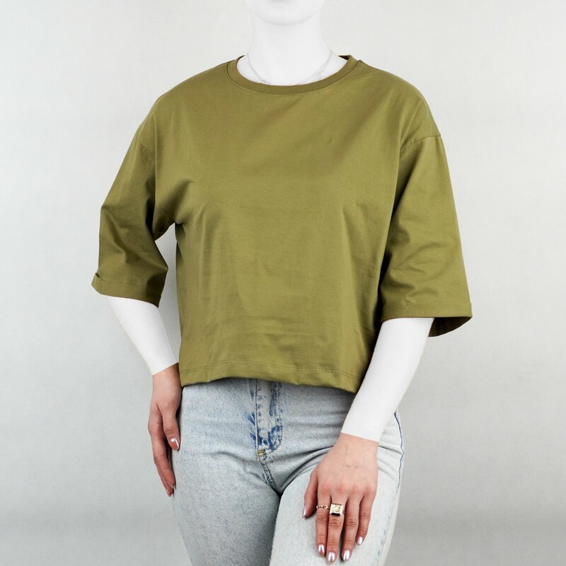 تیشرت کوتاه زنانه نوشته دار سبز