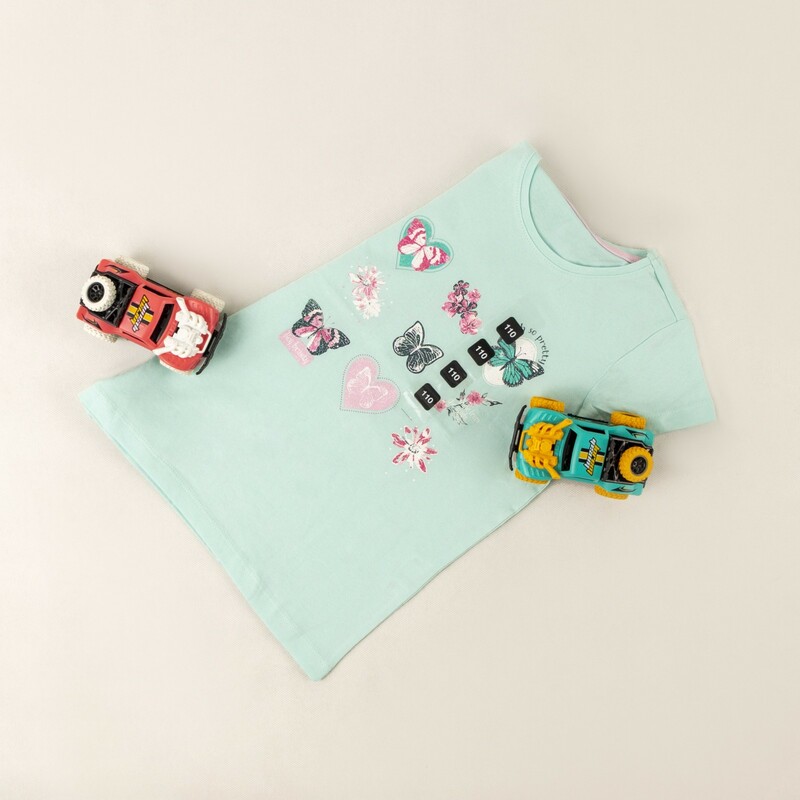 تیشرت دخترانه طرح پروانه