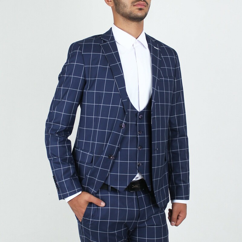 کت شلوار چهار خانه مردانه