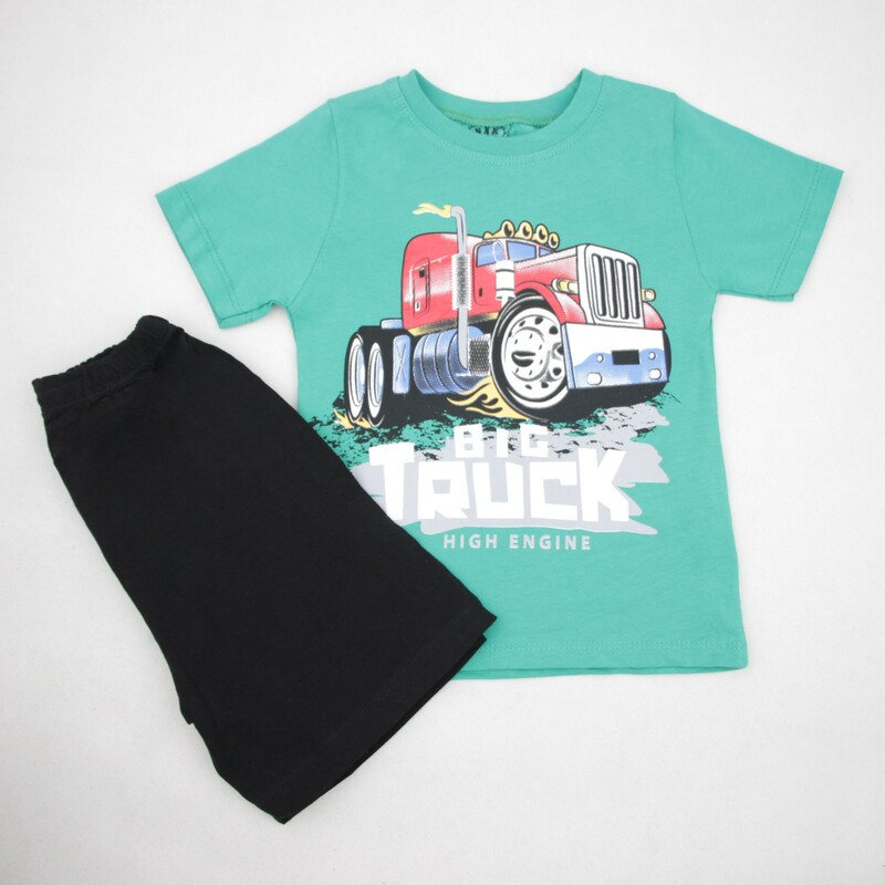 ست شلوارک و تی شرت پسرانه با طرح کامیون