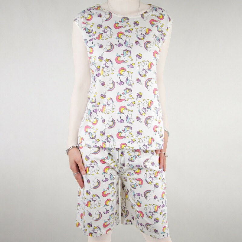 ست زنانه شلوارک و تاپ eodo طرح یونی کورن