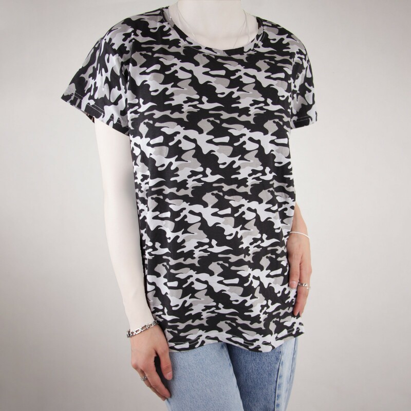 تیشرت زنانه پنبه ایسان  طرح چریکی