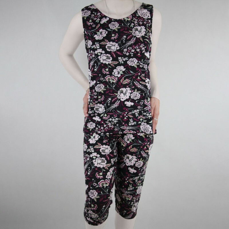 شلوارک و تاپ زنانه گل دار مشکی