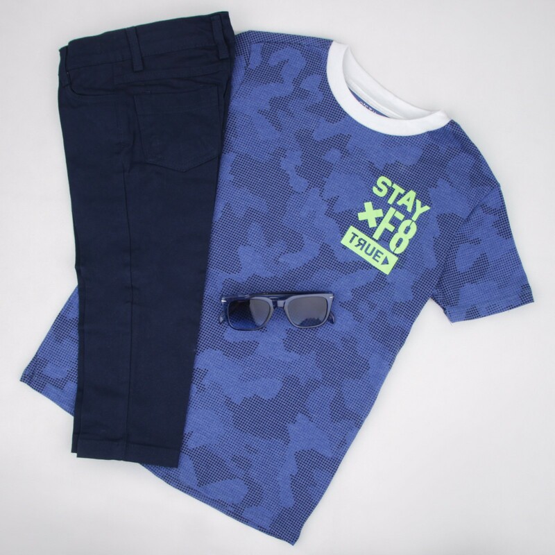 تی شرت پسرانه آبی تیره چریکی O&#39;STIN