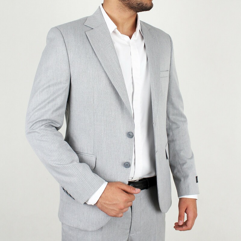 کت و شلوار دیپلمات راه راه طوسی فاستونی RENZO RINALDI