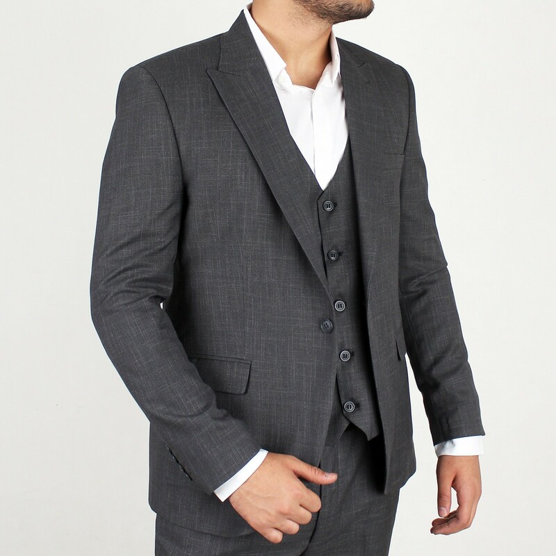 کت شلوار مردانه  LOCAS نوک مدادی به همراه وست