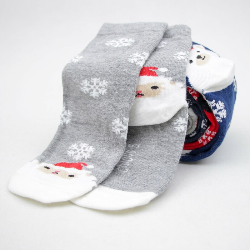 جوراب بچه گانه طوسی طرح آدم برفی CHICCO