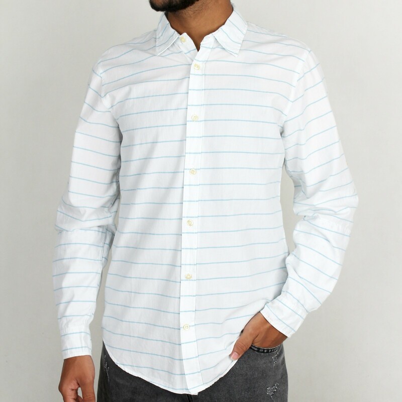 پیراهن مردانه از برند riv/sd در طرح  راه راه سفید آبی