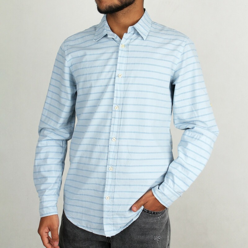 پیراهن مردانه  از برند riv/sd مدل راه راه آبی آسمانی