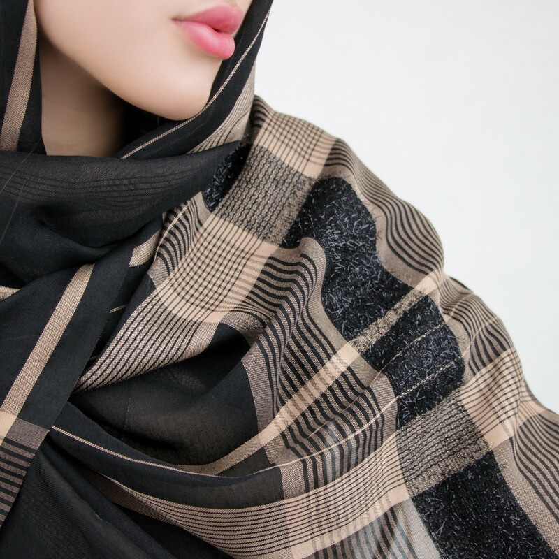 شال زنانه خط چین پلی استر