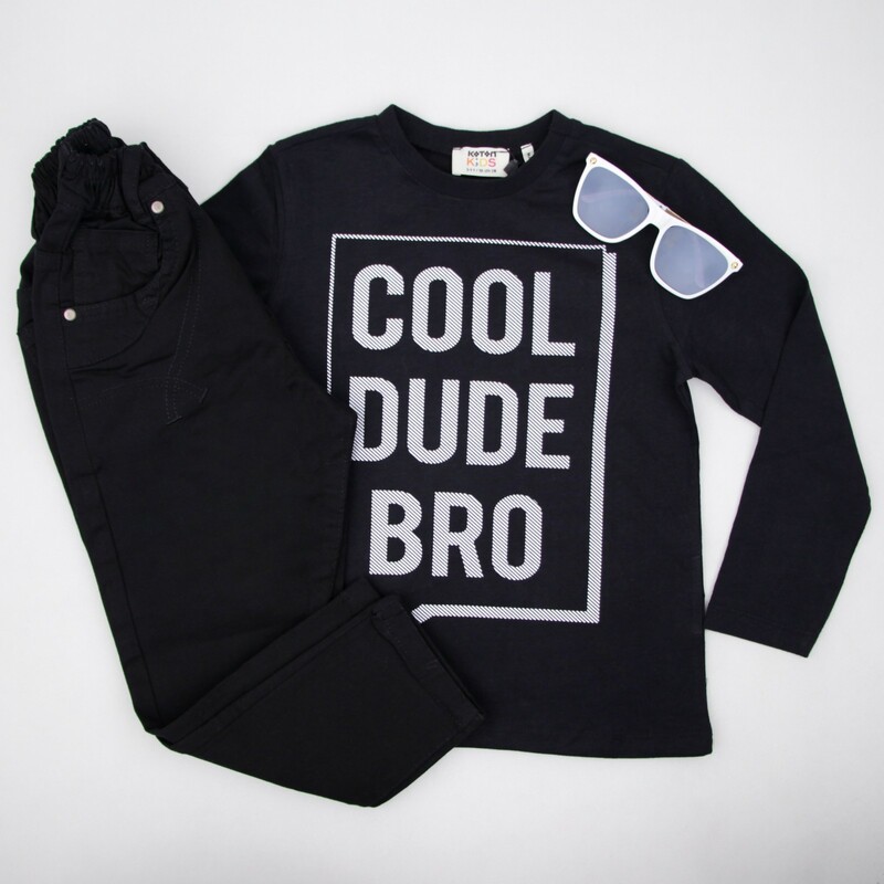 بلوز پسرانه نوشته دار مشکی koton
