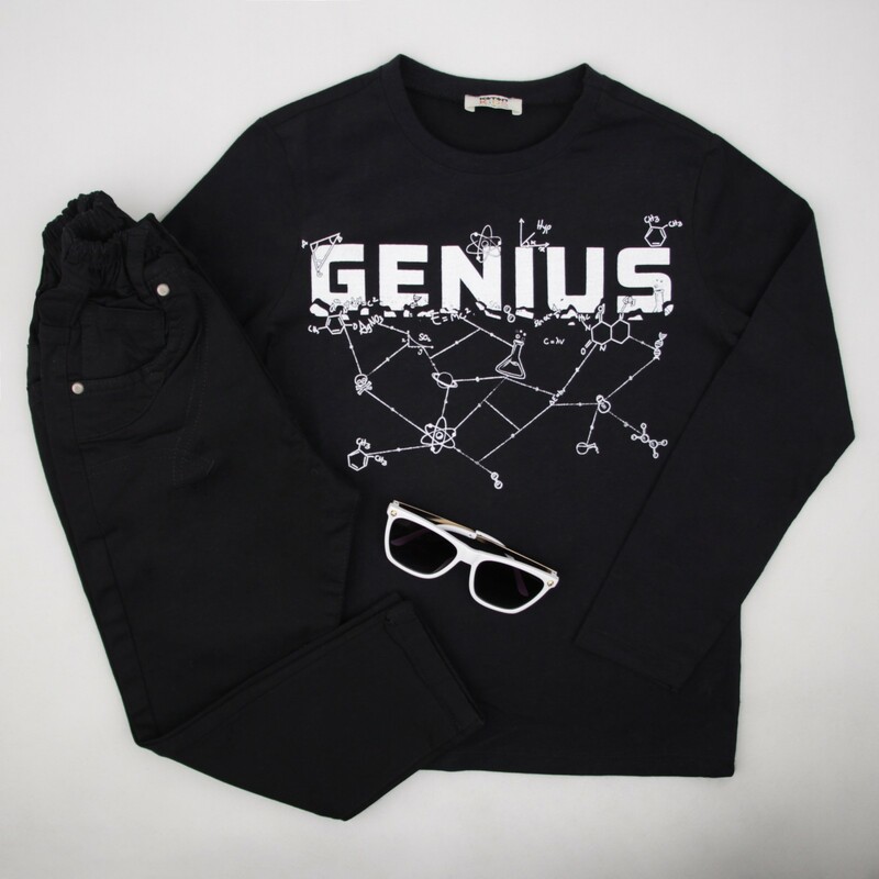 بلوز پسرانه پسرانه طرح دار مشکی koton