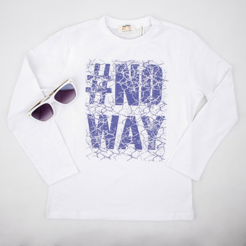 بلوز  پسرانه سفید نوشته دار koton