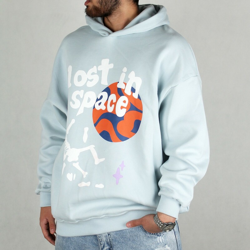 هودی مردانه نوشته دار آبی روشن  STUDIOS 204