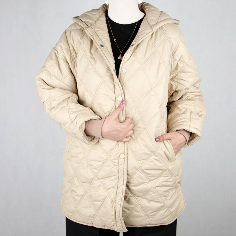 کاپشن زنانه کوتاه چهار خونه لوزی دوخت ام تو m2