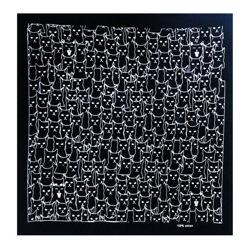 دستمال سر و گردن باندانا طرح گربه مشکی