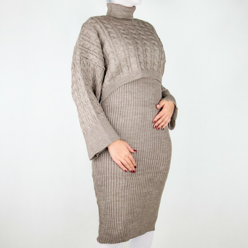 ست زنانه دوتیکه بافت یقه اسکی