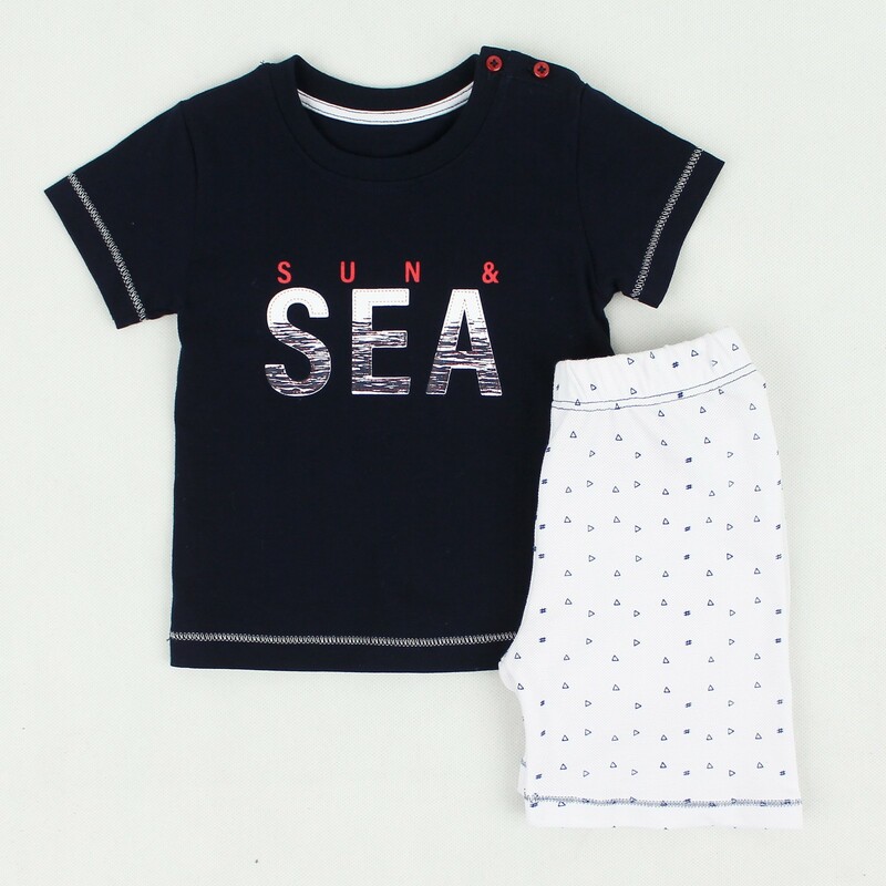 ست دخترانه تیشرت شلوارک طرح sea