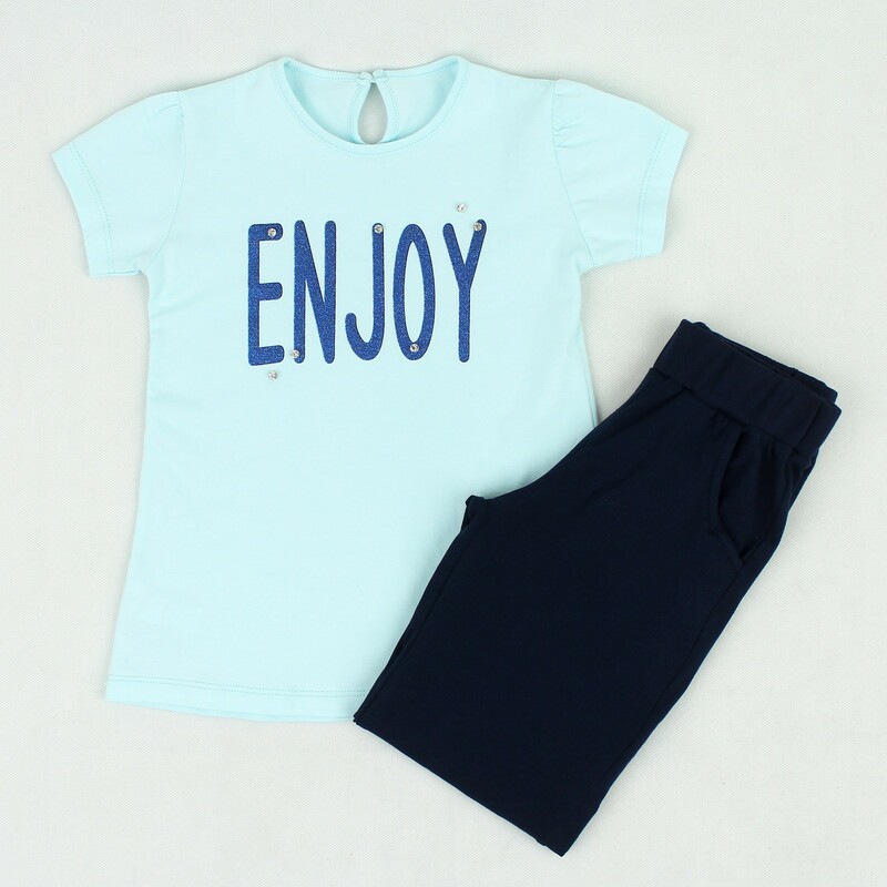 ست دخترانه تیشرت شلوار طرح ENJOY