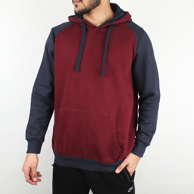هودی مردانه طرح  دورنگ قرمز