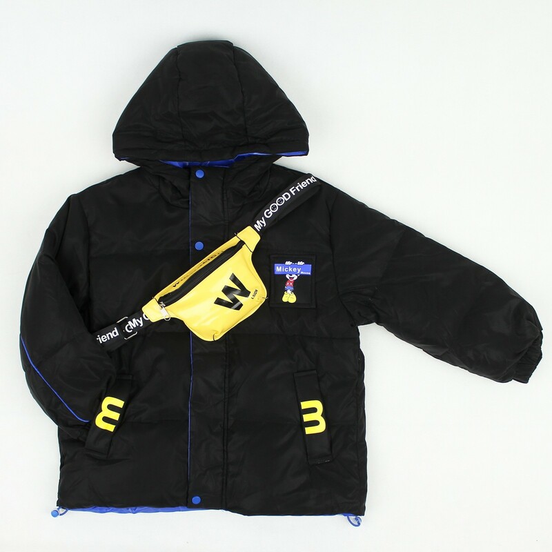 کاپشن بچه گانه دارای بگ بادی  طرح میک موز