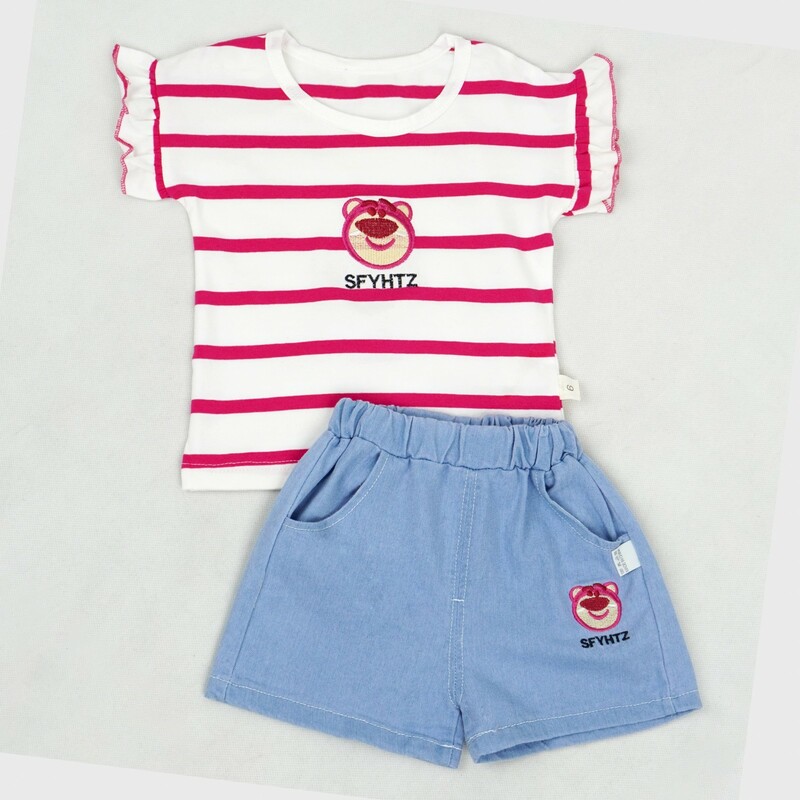 ست بچه گانه تیشرت و شلوارک cut طرح دار