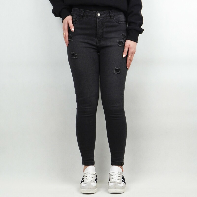 شلوار جین زنانه زاپدار گرد زیما  ‌ذغالی