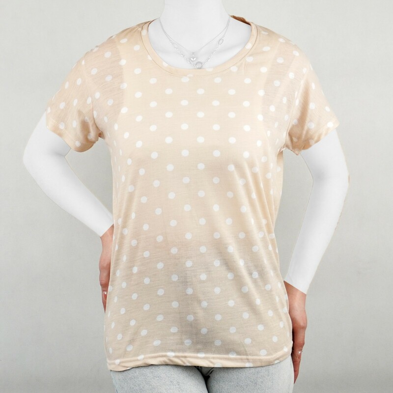 تیشرت زنانه پنبه ایسان طرح خال خالی