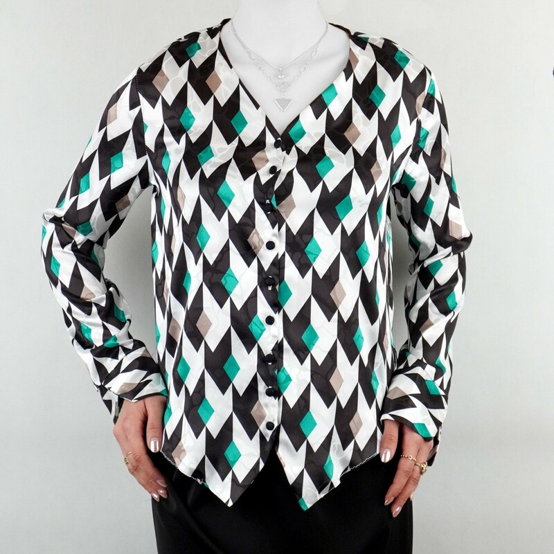 شومیز زنانه سیلک لوزی لوزی