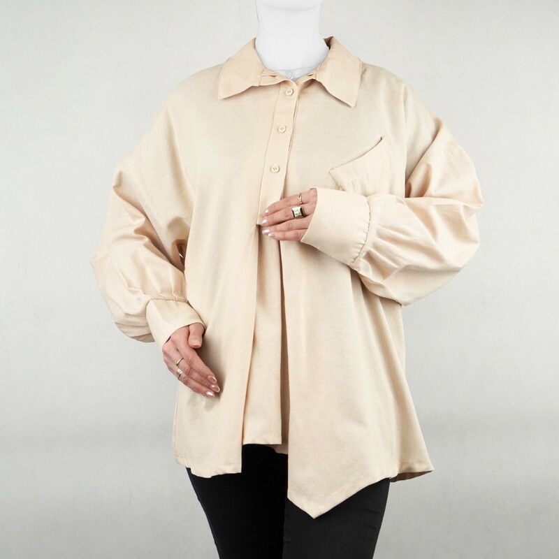 شومیز زنانه جیب کج کرم