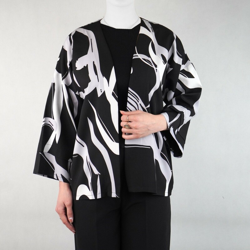 مانتو زنانه آبرنگی طوسی و سفید