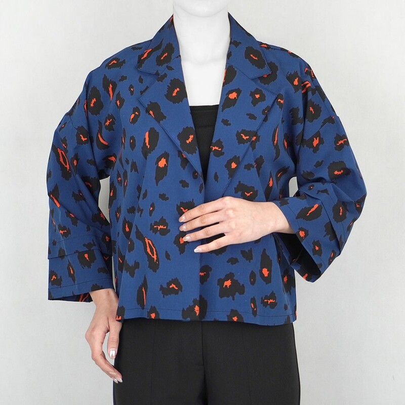 کت کراپ زنانه طرح دار یقه انگلیسی