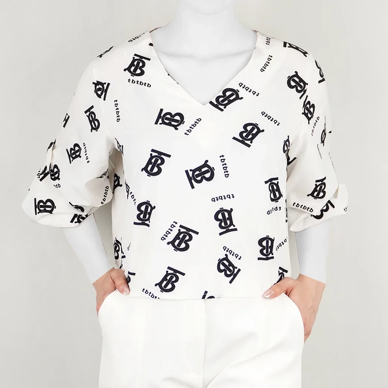 شومیز کراپ زنانه سفید و مشکی