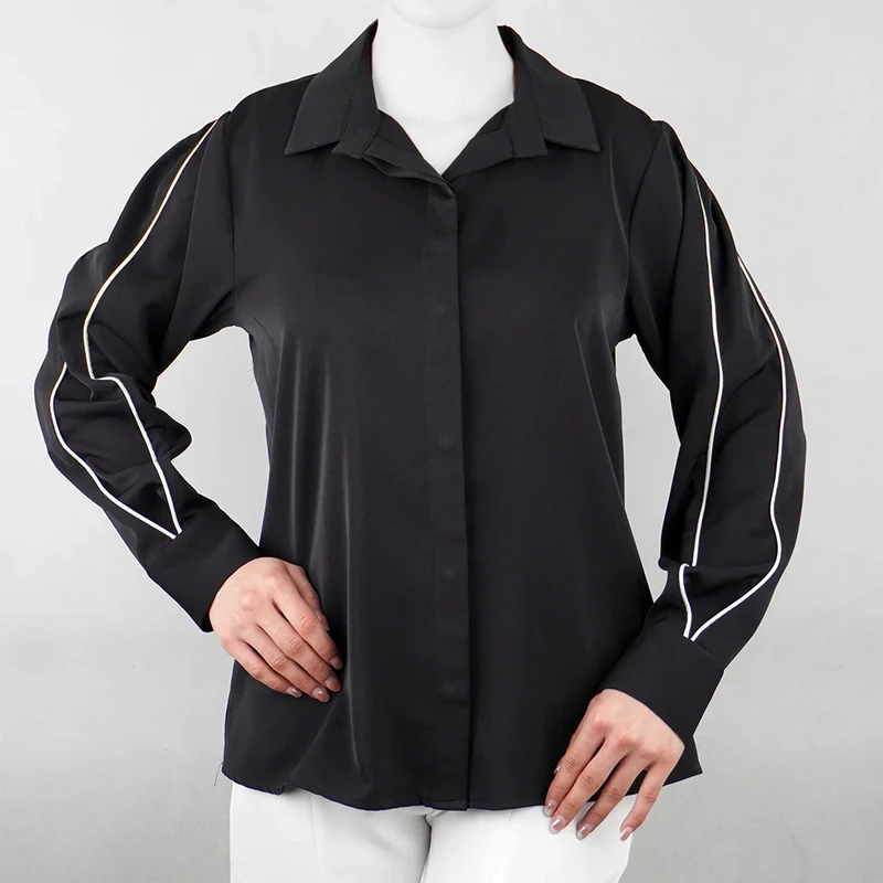 شومیز زنانه حریر آستین خط دار