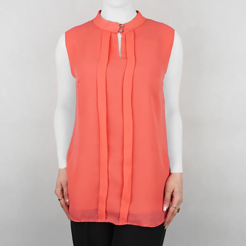 تاپ زنانه نیزل گلبه ای حریر دو دکمه