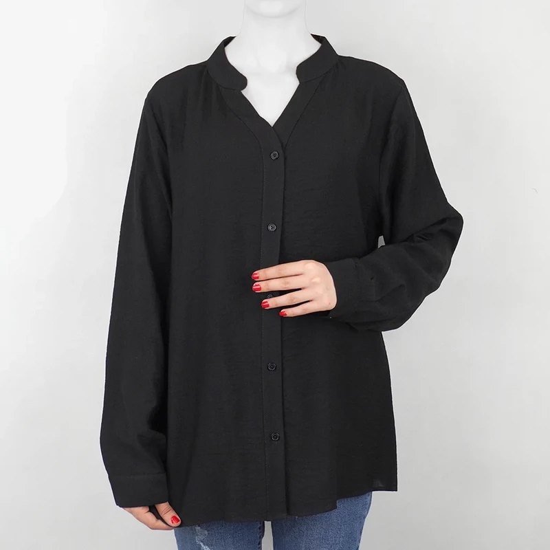 شومیز زنانه نخی بدون یقه