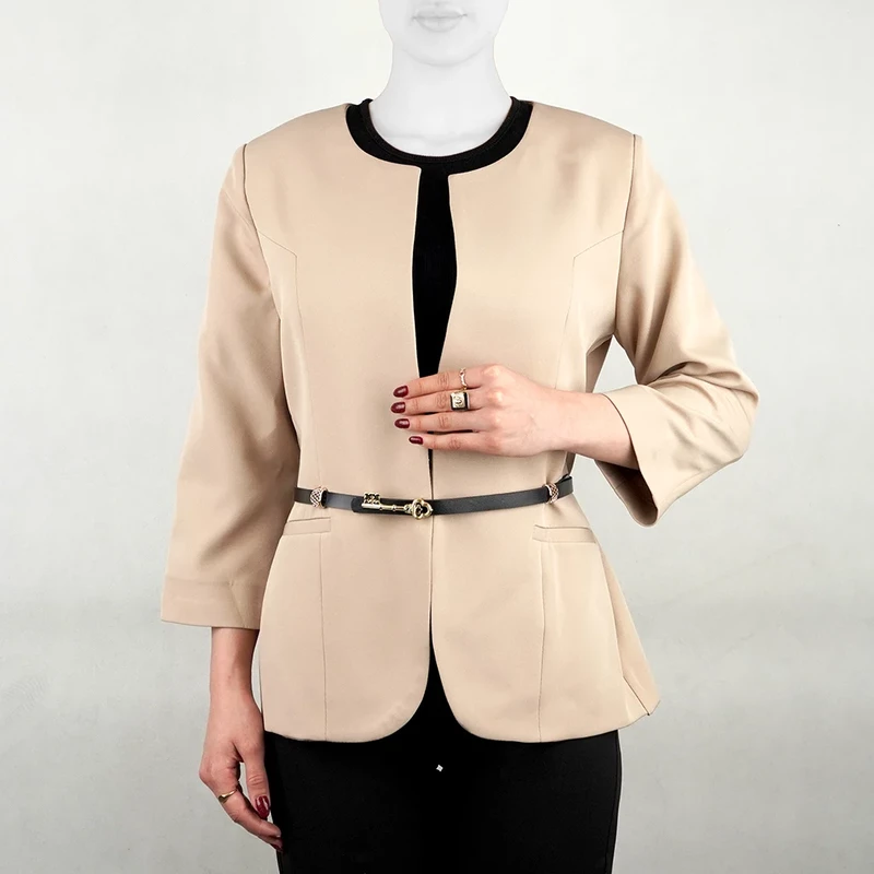 کت زنانه مازراتی کمربنددار  دوجیب