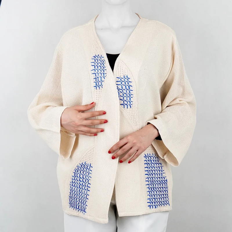 کت زنانه طرح دار یقه گرد نیزل