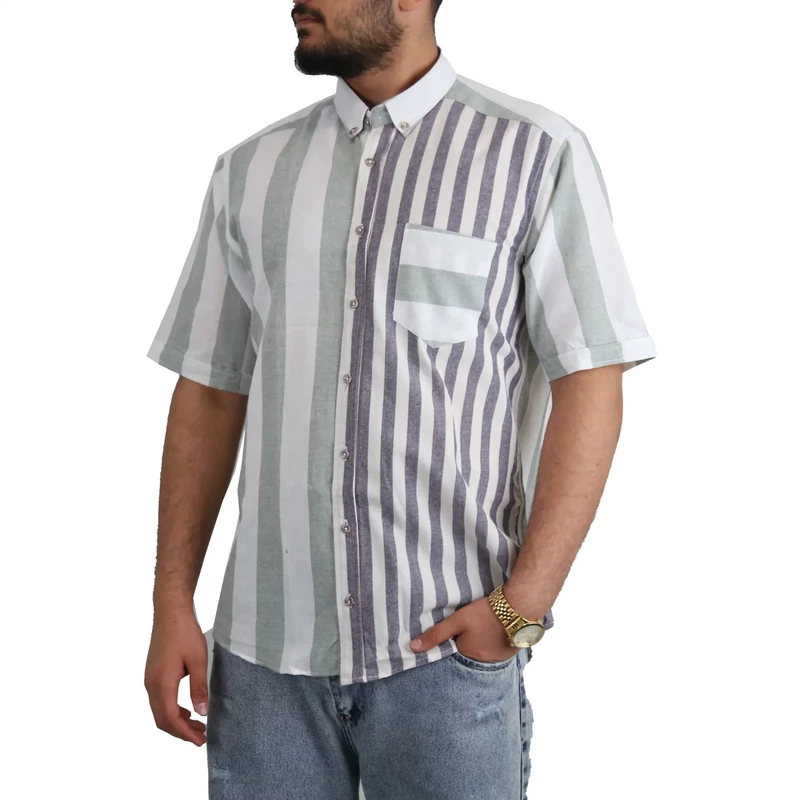 پیراهن مردانه آستین کوتاه دو رنگ