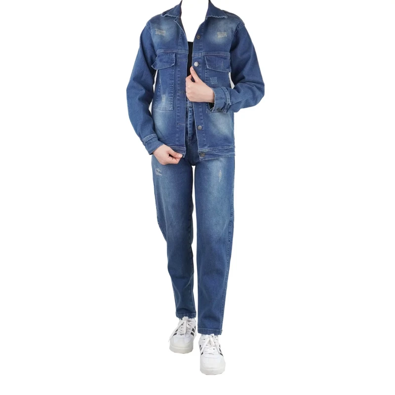 ست ۲ تکه جین دخترانه | ست کت و شلوار جین دخترانه